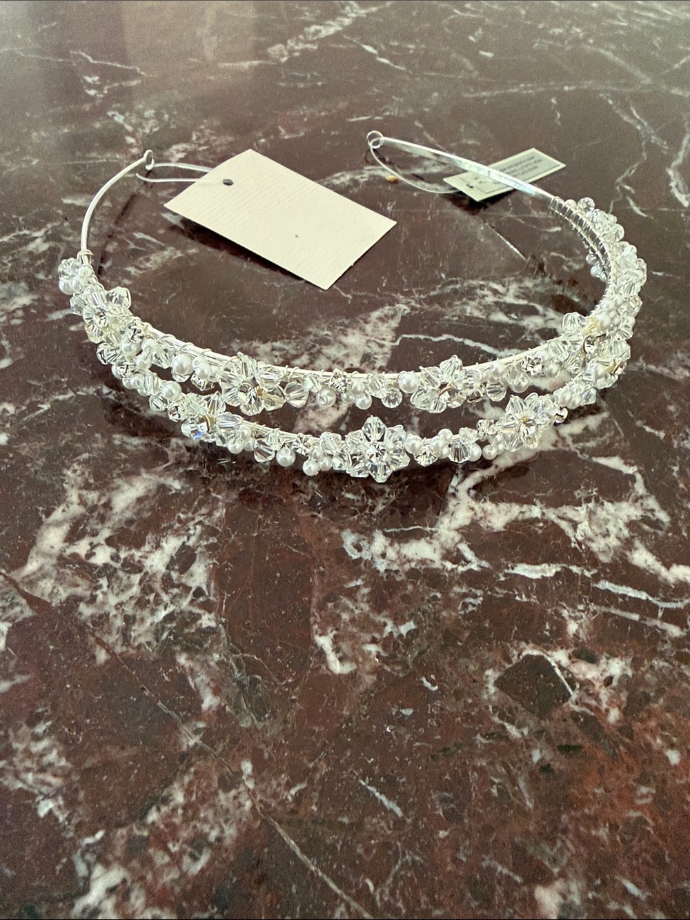 Swarovski Clear Crystal Double-Row Floral Headband for Brides